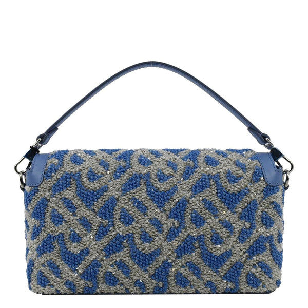 BURBERRY Note TB Small Sequins Yarn Shoulder Bag Blue