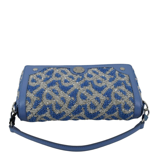 BURBERRY Note TB Small Sequins Yarn Shoulder Bag Blue