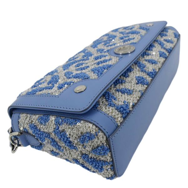 BURBERRY Note TB Small Sequins Yarn Shoulder Bag Blue