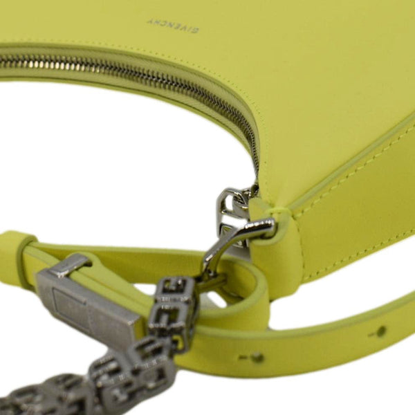 GIVENCHY Moon Cut Out Small Leather Hobo Bag Neon Yellow uper look
