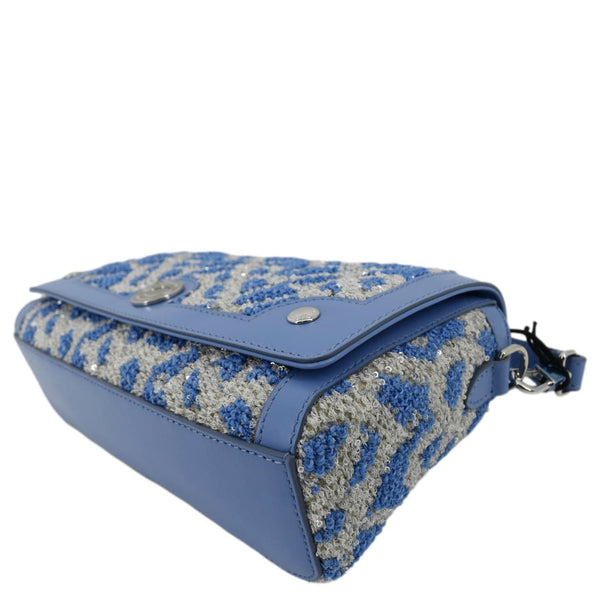 BURBERRY Note TB Small Sequins Yarn Shoulder Bag Blue