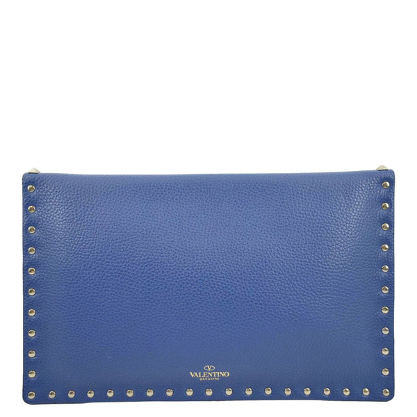 VALENTINO Garavani Rockstud Grainy Envelope Pouch Blue