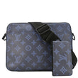LOUIS VUITTON Duo Monogram Shadow Leather Shoulder Navy Blue