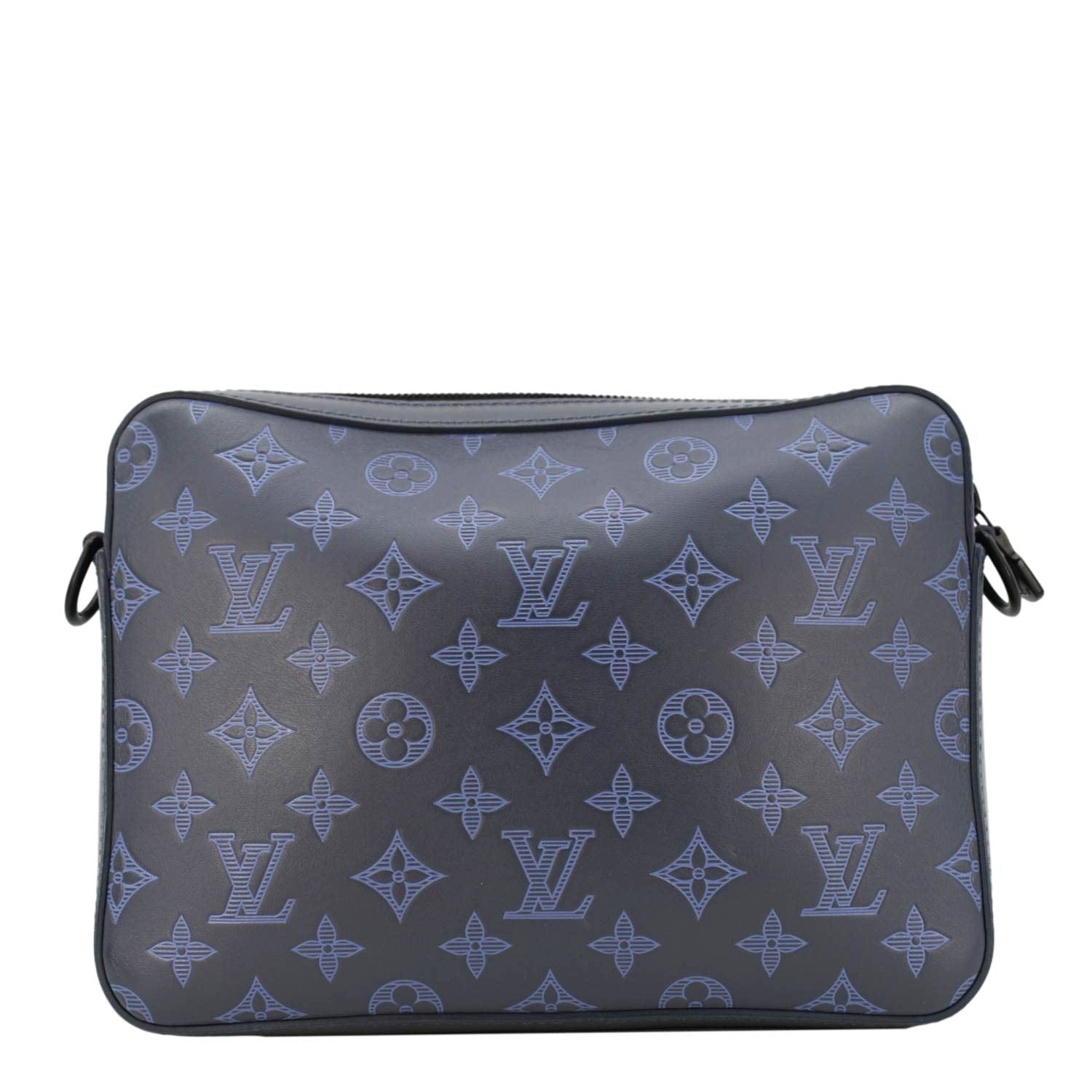 LOUIS VUITTON Duo Monogram Shadow Leather Shoulder Navy Blue