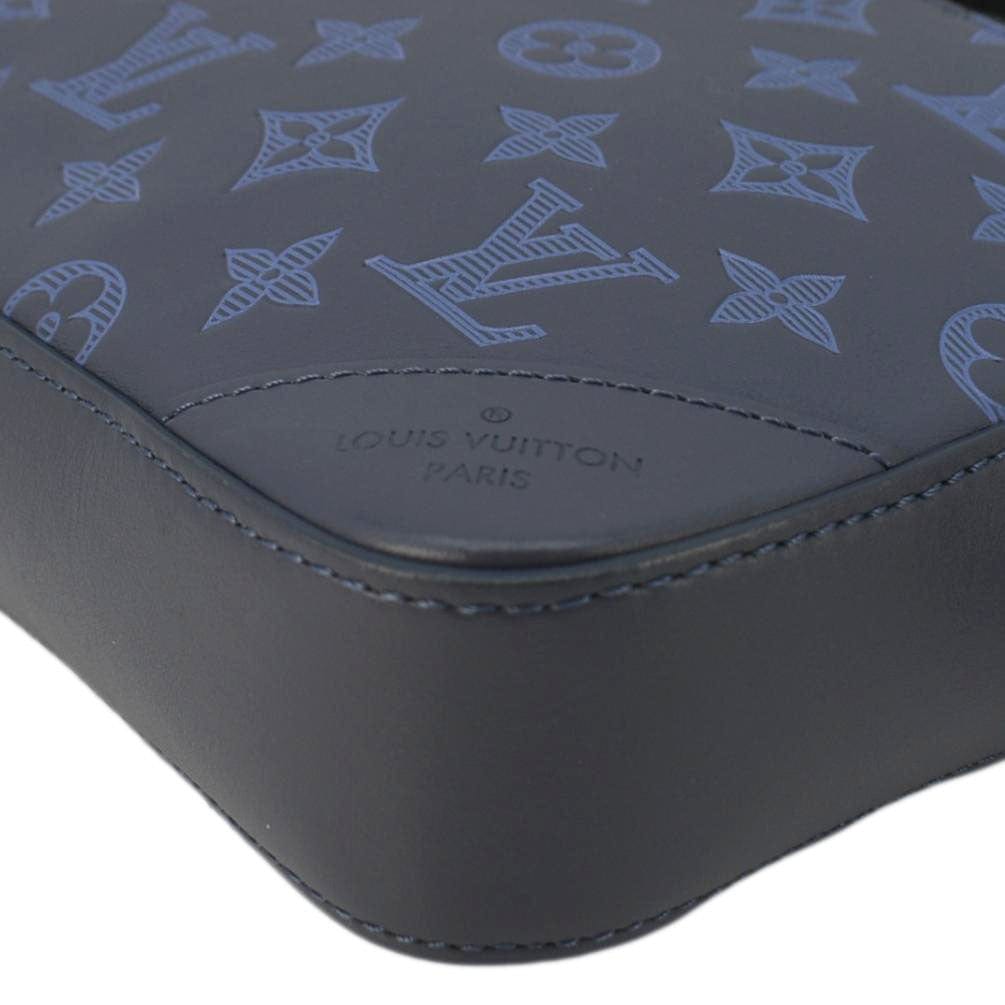 LOUIS VUITTON Duo Monogram Shadow Leather Shoulder Navy Blue