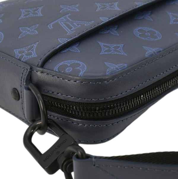 LOUIS VUITTON Duo Monogram Shadow Leather Shoulder Navy Blue