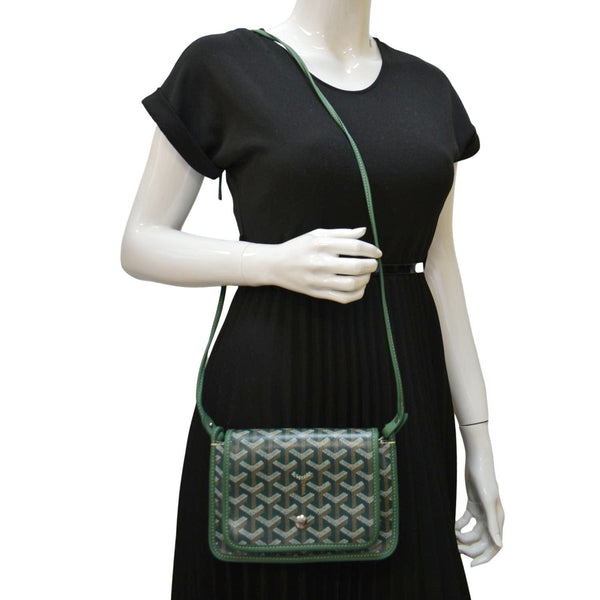 GOYARD Plumet Chevron Print Canvas Shoulder Bag Green