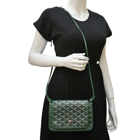 GOYARD Plumet Chevron Print Canvas Shoulder Bag Green