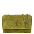 YVES SAINT LAURENT Kate Reversible Suede Shoulder Bag Grassy Green