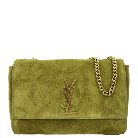 YVES SAINT LAURENT Kate Reversible Suede Shoulder Bag Grassy Green