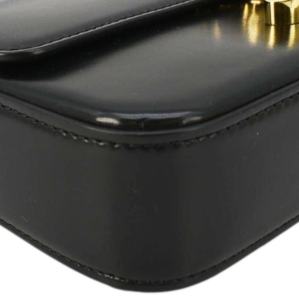 CELINE Triomphe Calfskin Leather Shoulder Bag Black