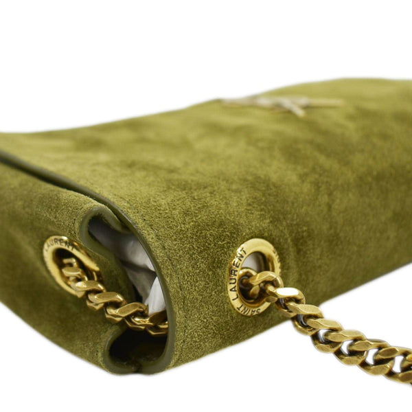 YVES SAINT LAURENT Kate Reversible Suede Shoulder Bag Grassy Green