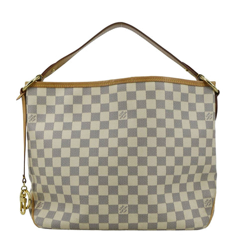 LOUIS VUITTON Delightful MM Damier Azur Hobo Shoulder Bag White