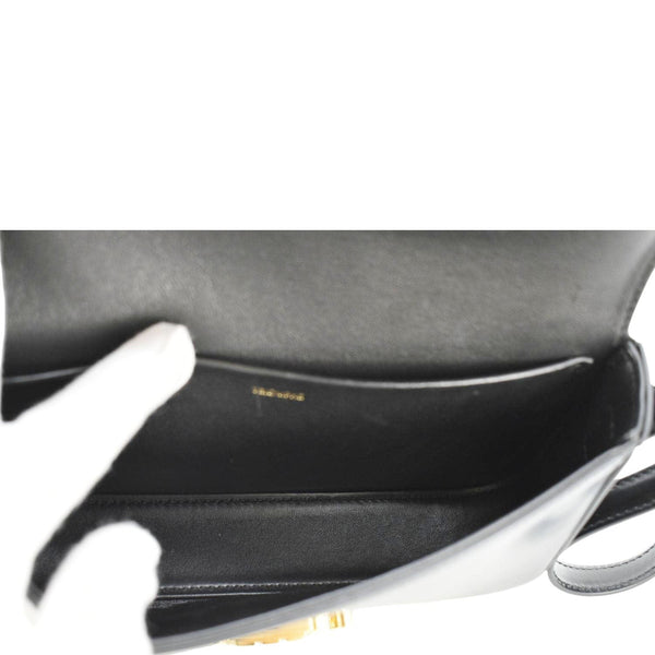 CELINE Triomphe Calfskin Leather Shoulder Bag Black