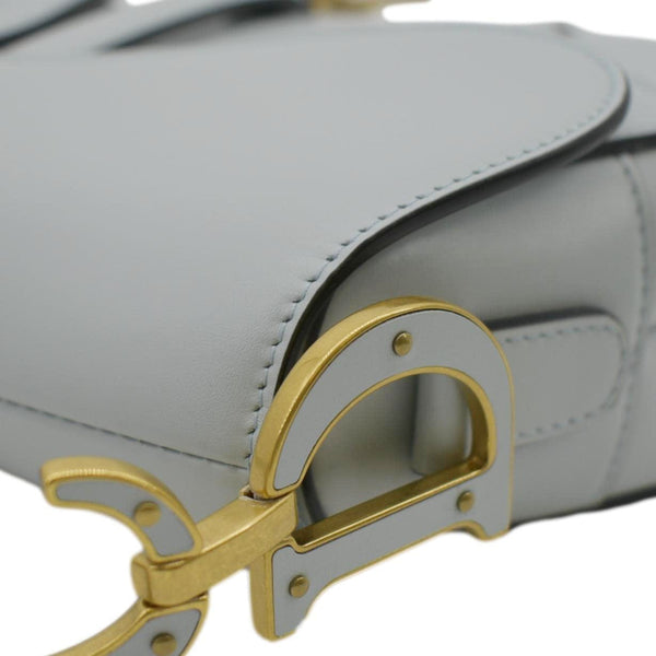 CHRISTIAN DIOR Saddle Smooth Calfskin Leather Satchel Bag Placid Blue