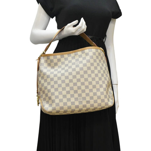LOUIS VUITTON Delightful MM Damier Azur Hobo Shoulder Bag White