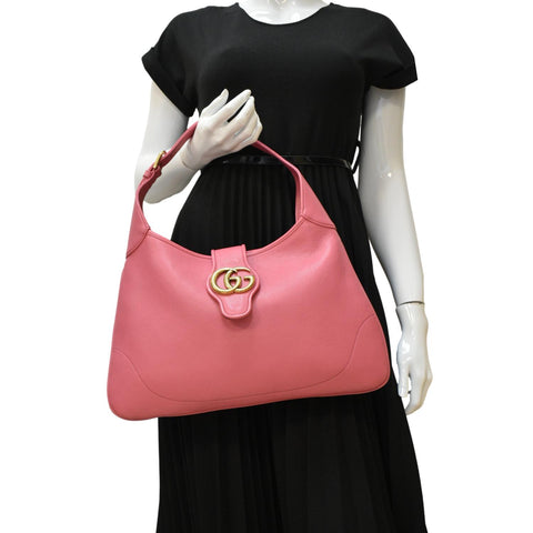 GUCCI Aphrodite Medium Leather Shoulder Bag Dusty Pink 726274