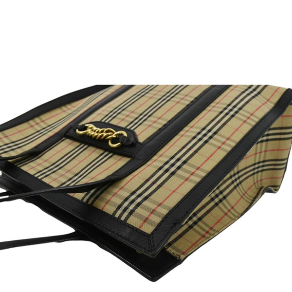 BURBERRY 1983 Knight Check Link Tote Shoulder Bag Beige