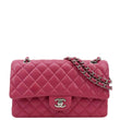 CHANEL Classic Double Flap Quilted Leather Shoulder Bag Rose Pink