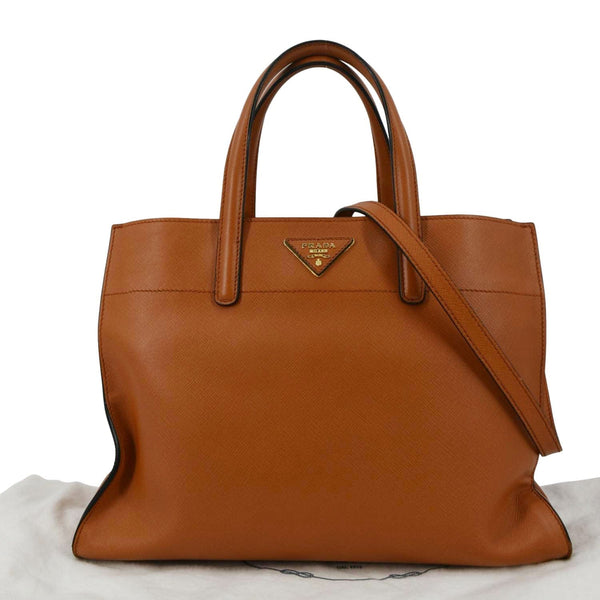 PRADA Saffiano Leather Top Handle Satchel Bag Orange