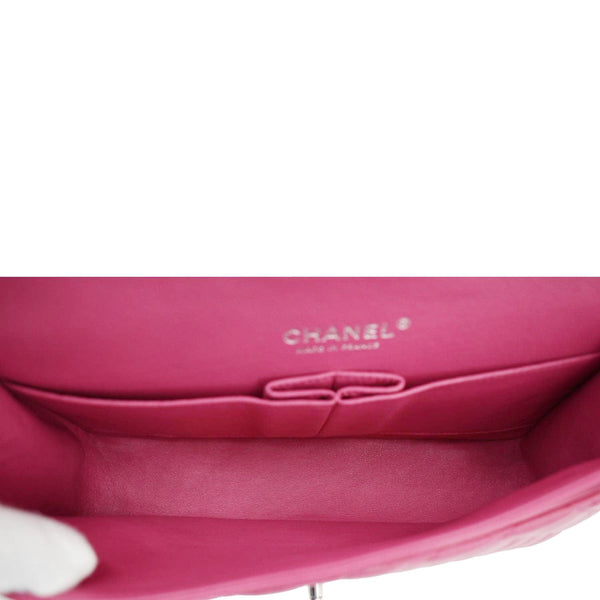 CHANEL Classic Double Flap Quilted Leather Shoulder Bag Rose Pink
