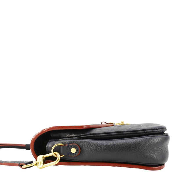 LOUIS VUITTON Metis Pochette Empreinte Leather Crossbody Bag Navy Blue corner side