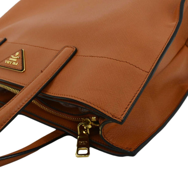 PRADA Saffiano Leather Top Handle Satchel Bag Orange