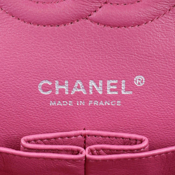 CHANEL Classic Double Flap Quilted Leather Shoulder Bag Rose Pink