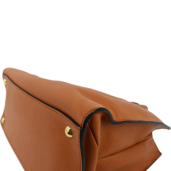 PRADA Saffiano Leather Top Handle Satchel Bag Orange