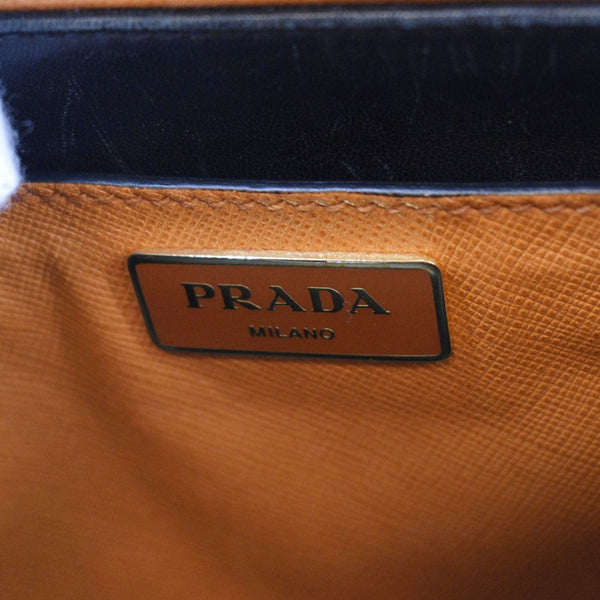 PRADA Saffiano Leather Top Handle Satchel Bag Orange