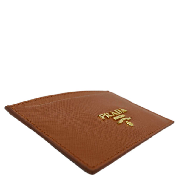 PRADA Saffiano Leather Card Holder Wallet Orange