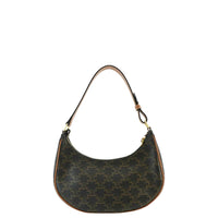 CELINE Ava Triomphe Canvas Calfskin Shoulder Bag Tan