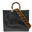 FENDI Sunshine Plexiglass Medium Leather Shopper Tote Bag Black