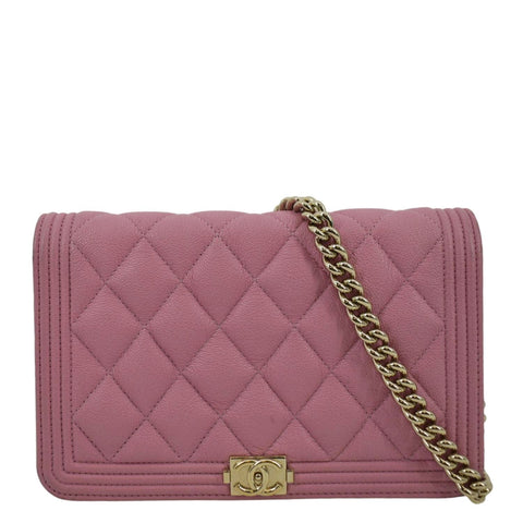 CHANEL Boy Flap Quilted Leather Shoulder Bag Pink