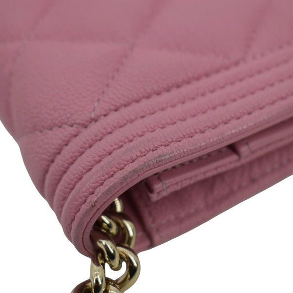 CHANEL Boy Flap Quilted Leather Shoulder Bag Pink