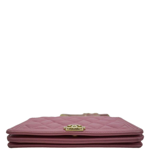 CHANEL Boy Flap Quilted Leather Shoulder Bag Pink