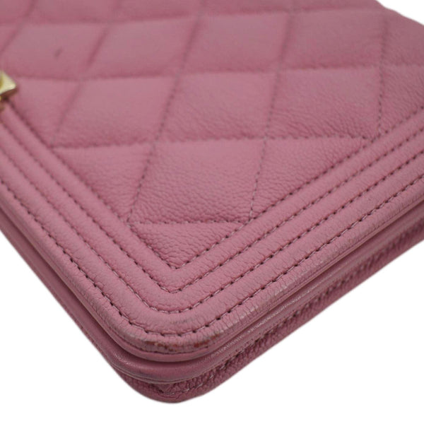 CHANEL Boy Flap Quilted Leather Shoulder Bag Pink