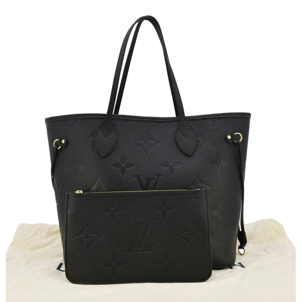 LOUIS VUITTON Neverfull MM Empreinte Leather Tote Shoulder Bag Black