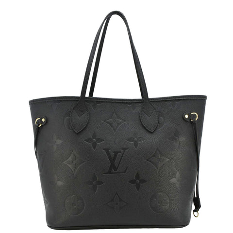 LOUIS VUITTON Neverfull MM Empreinte Leather Tote Shoulder Bag Black