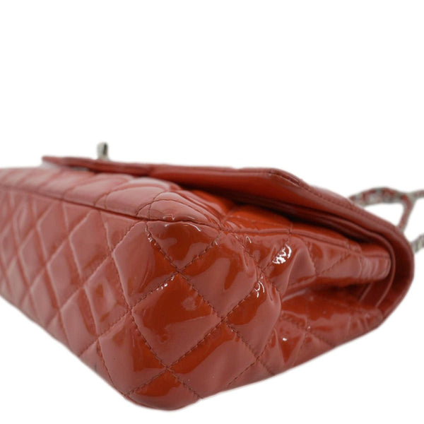 CHANEL Classic Double Flap Shoulder Bag Red lower cormer