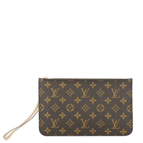 LOUIS VUITTON Monogram Canvas Pochette Wristlet Neverfull Pouch Brown