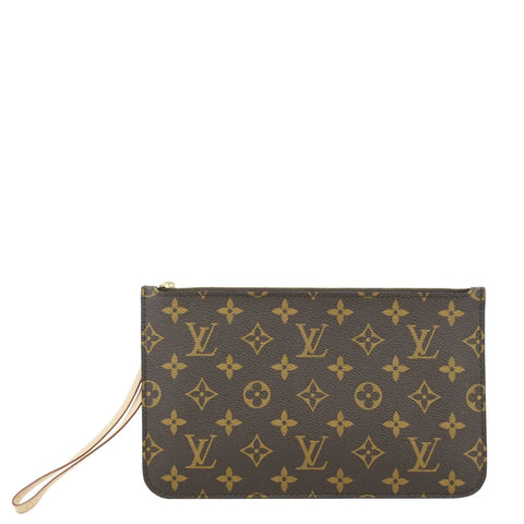 LOUIS VUITTON Monogram Canvas Pochette Wristlet Neverfull Pouch Brown