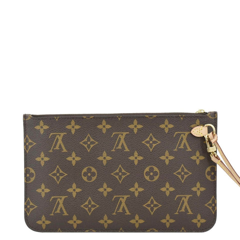 LOUIS VUITTON Monogram Canvas Pochette Wristlet Neverfull Pouch Brown