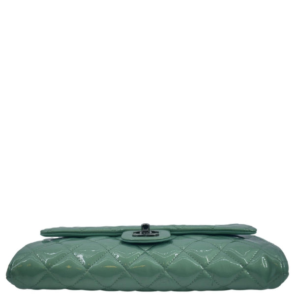 CHANEL Flap Quilted Patent Leather Shoulder Bag Green
