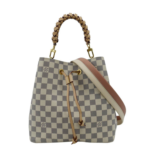 LOUIS VUITTON Neonoe Braided Handle Damier Azur Crossbody Bag White