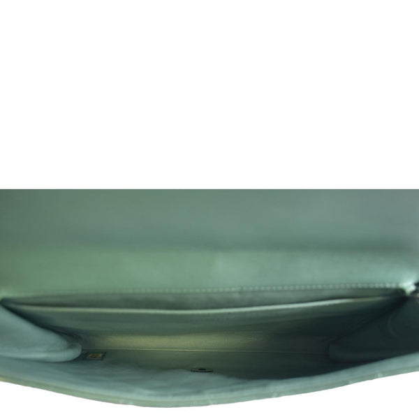 CHANEL Flap Quilted Patent Leather Shoulder Bag Green