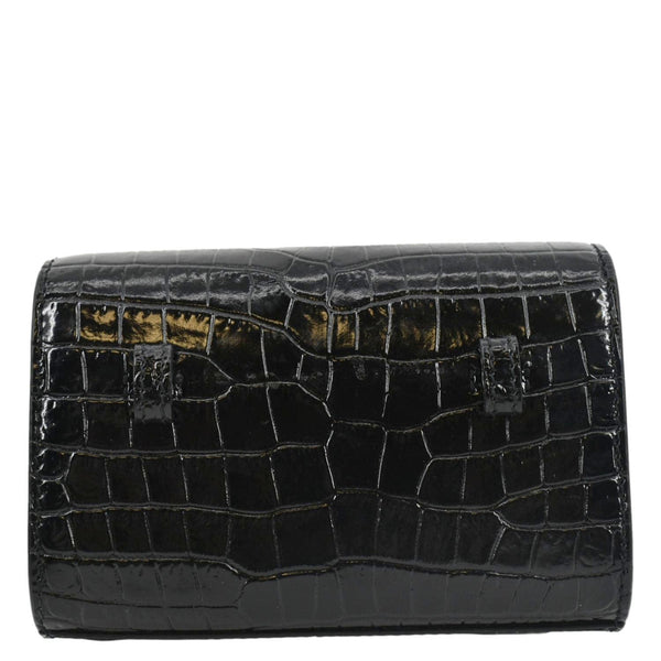 YVES SAINT LAURENT Kate Crocodile Embossed Leather Belt Bag Black