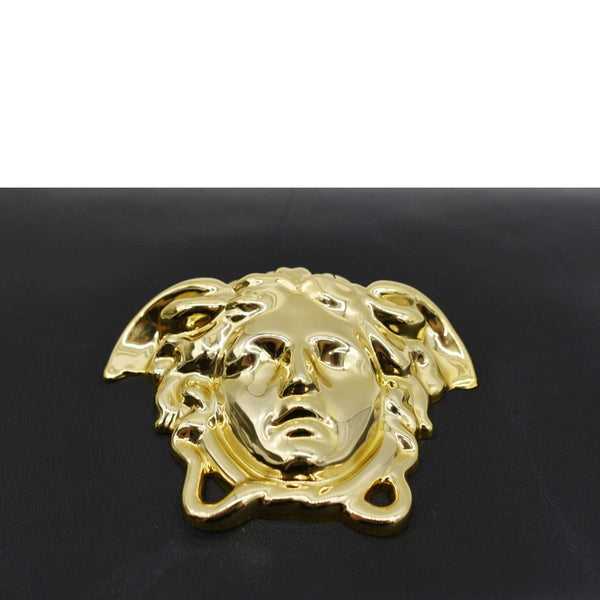 VERSACE Medusa Leather Chain Clutch Bag Black