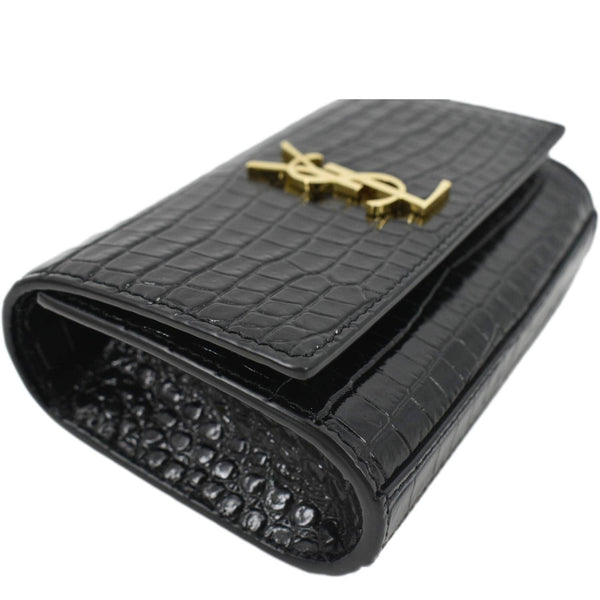 YVES SAINT LAURENT Kate Crocodile Embossed Leather Belt Bag Black