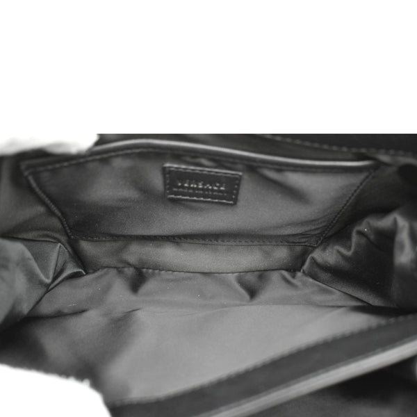 VERSACE Medusa Leather Chain Clutch Bag Black